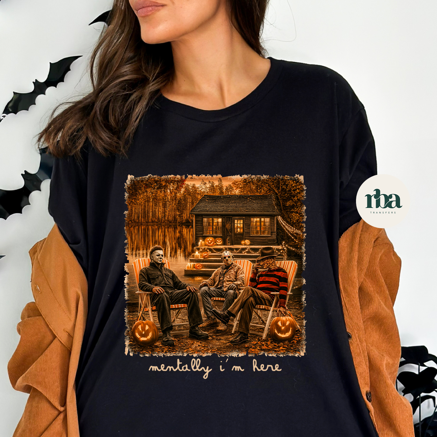 Mentally I'm Here DTF Transfer ready-to-press DTF transfer shown on apparel