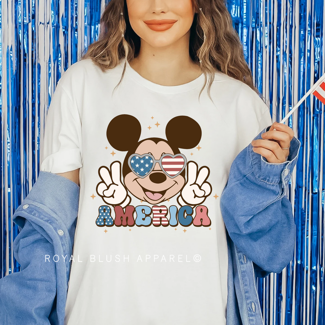 Peace Mickey America Full Color Transfer