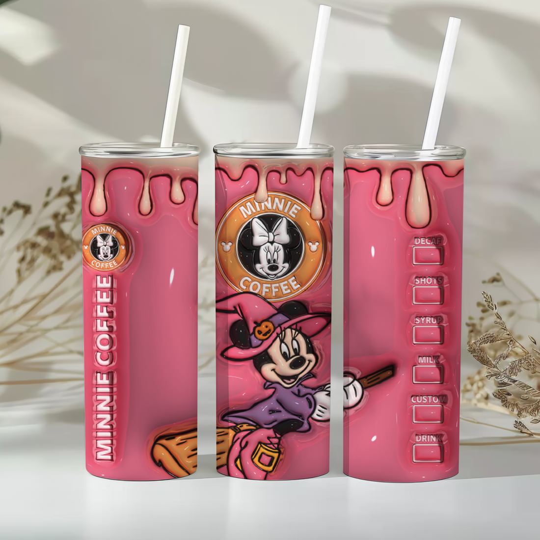 Minnie Flying Broom 20oz 3D Inflated Sublimation Wrap