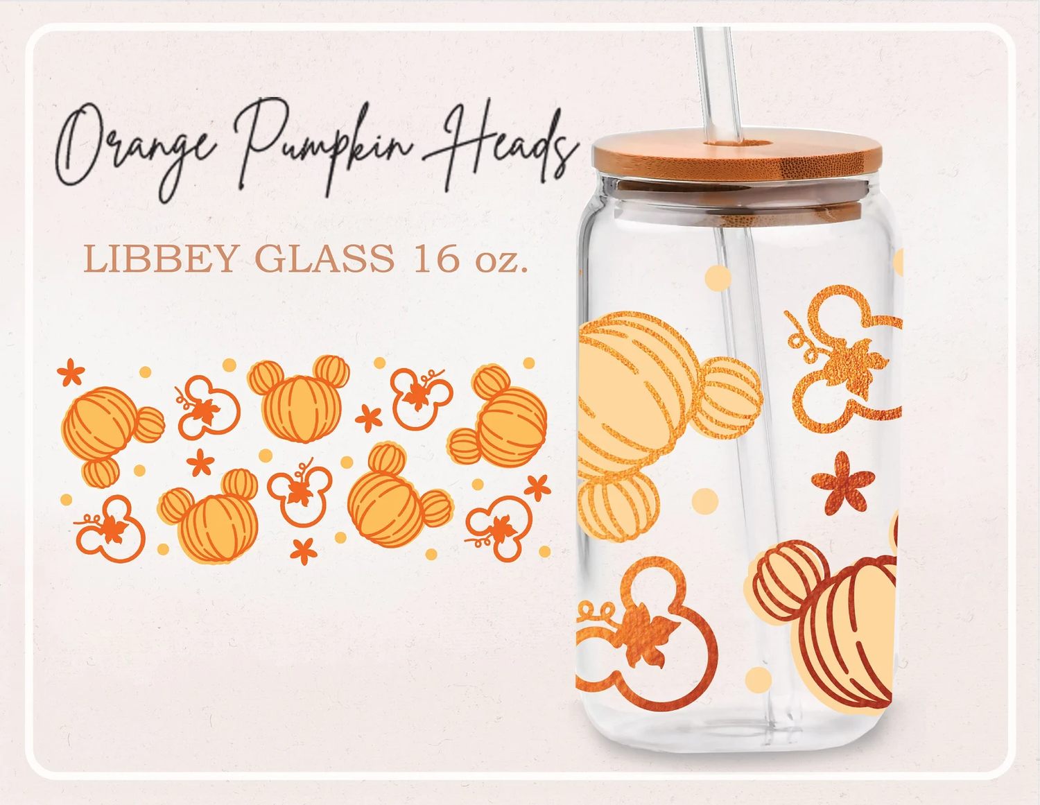 Orange Pumpkin Heads Wrap UV DTF Sticker