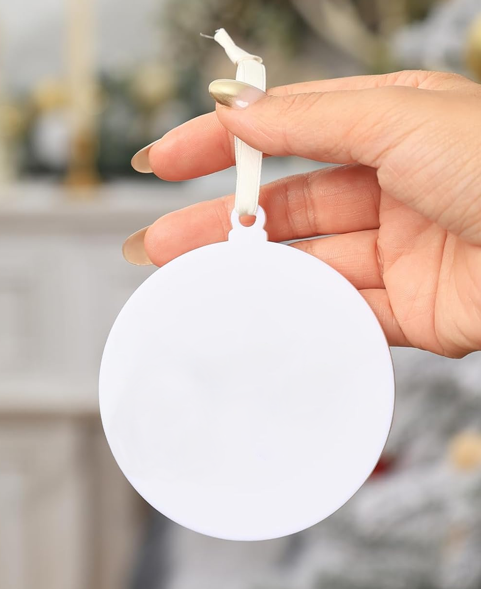 White Round 3&quot; Acrylic Ornament