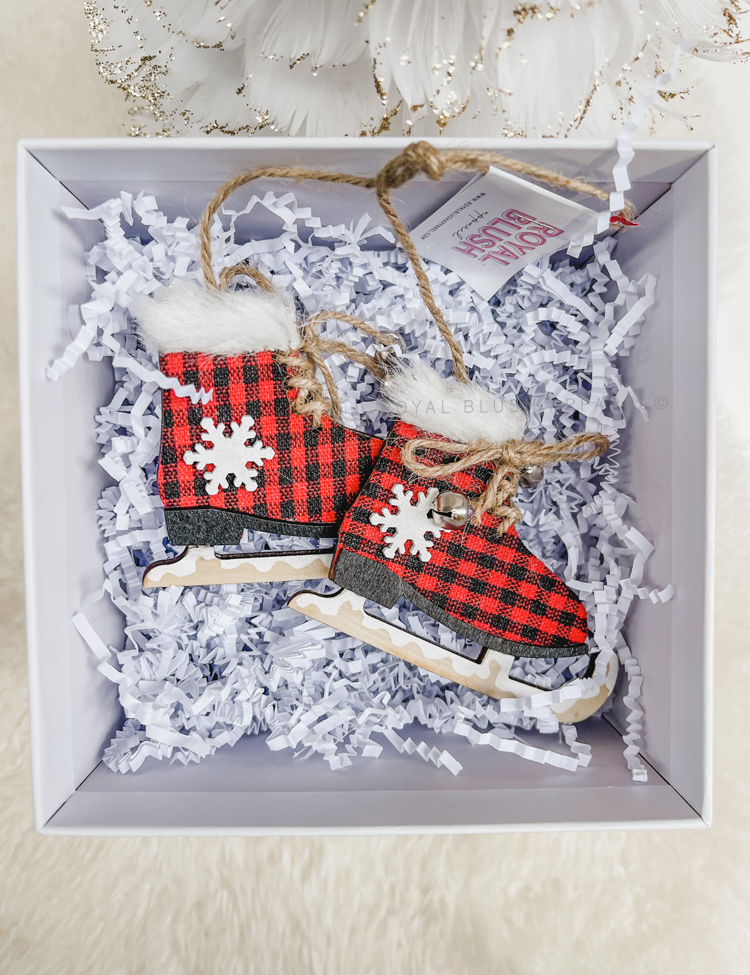 Plaid Skate Jingle Ornaments