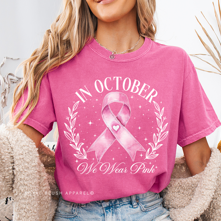 Ribbon In October We Wear Pink Full Color Transfer