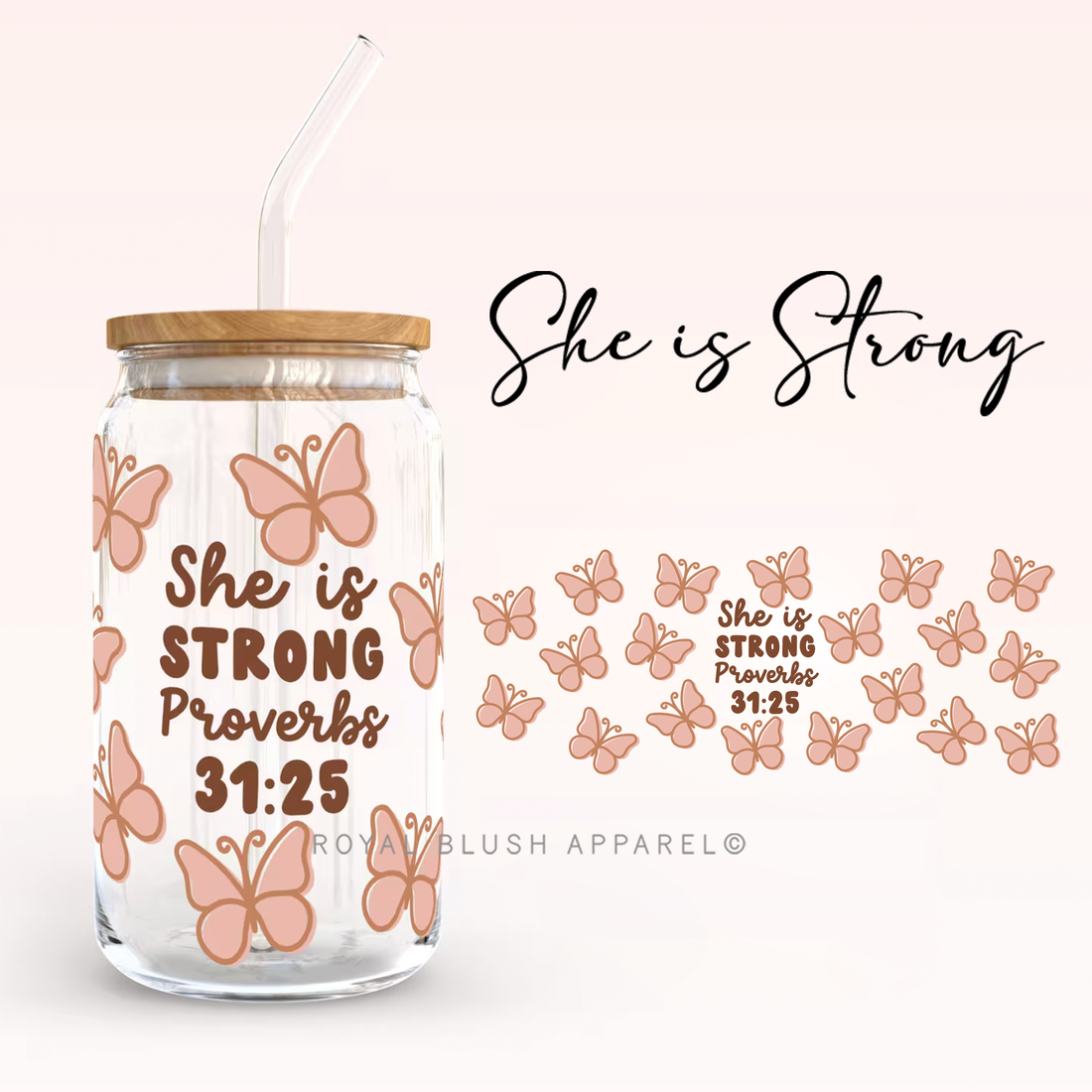 Butterflies She Is Strong Wrap UV DTF Sticker