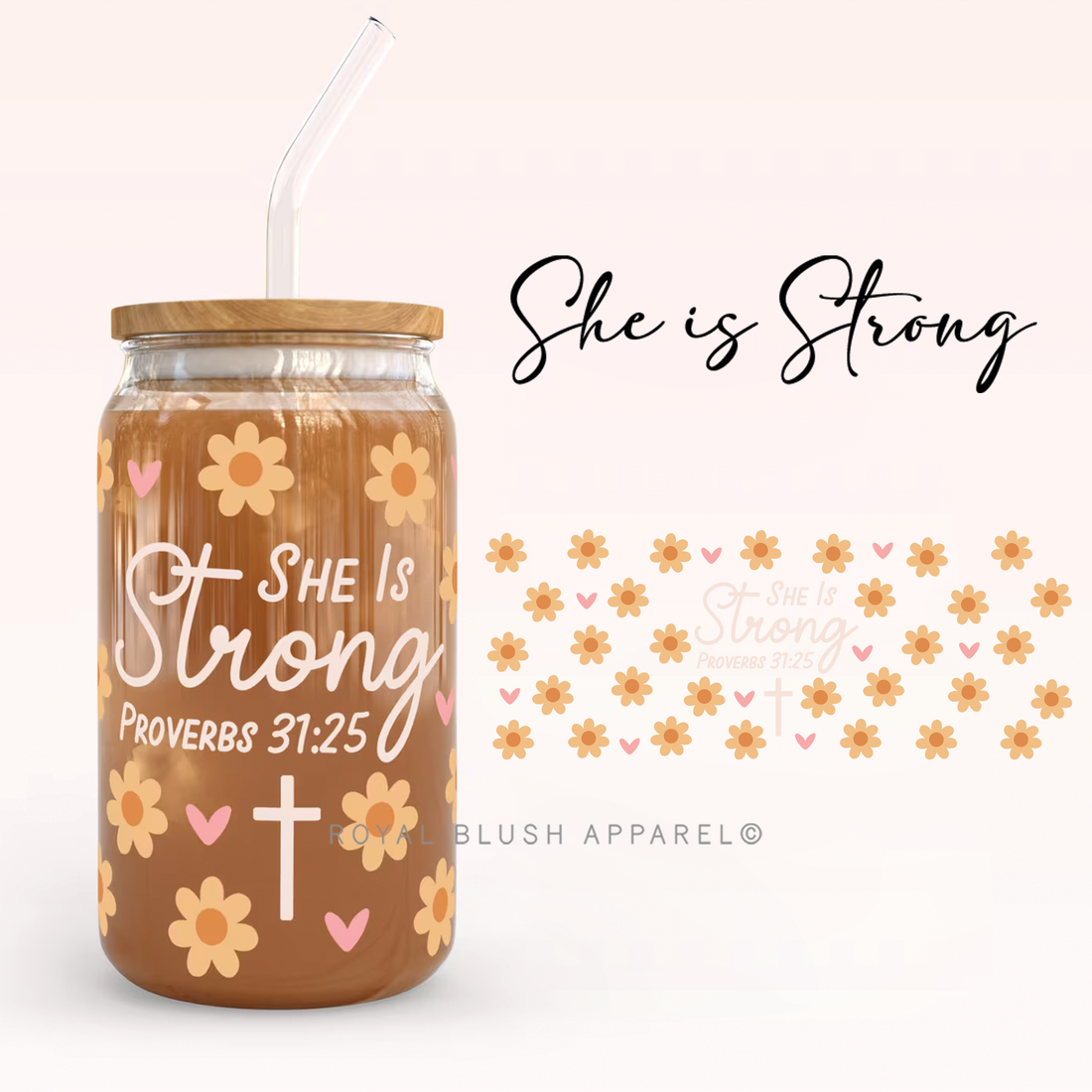 Flowers She Is Strong Wrap UV DTF Sticker