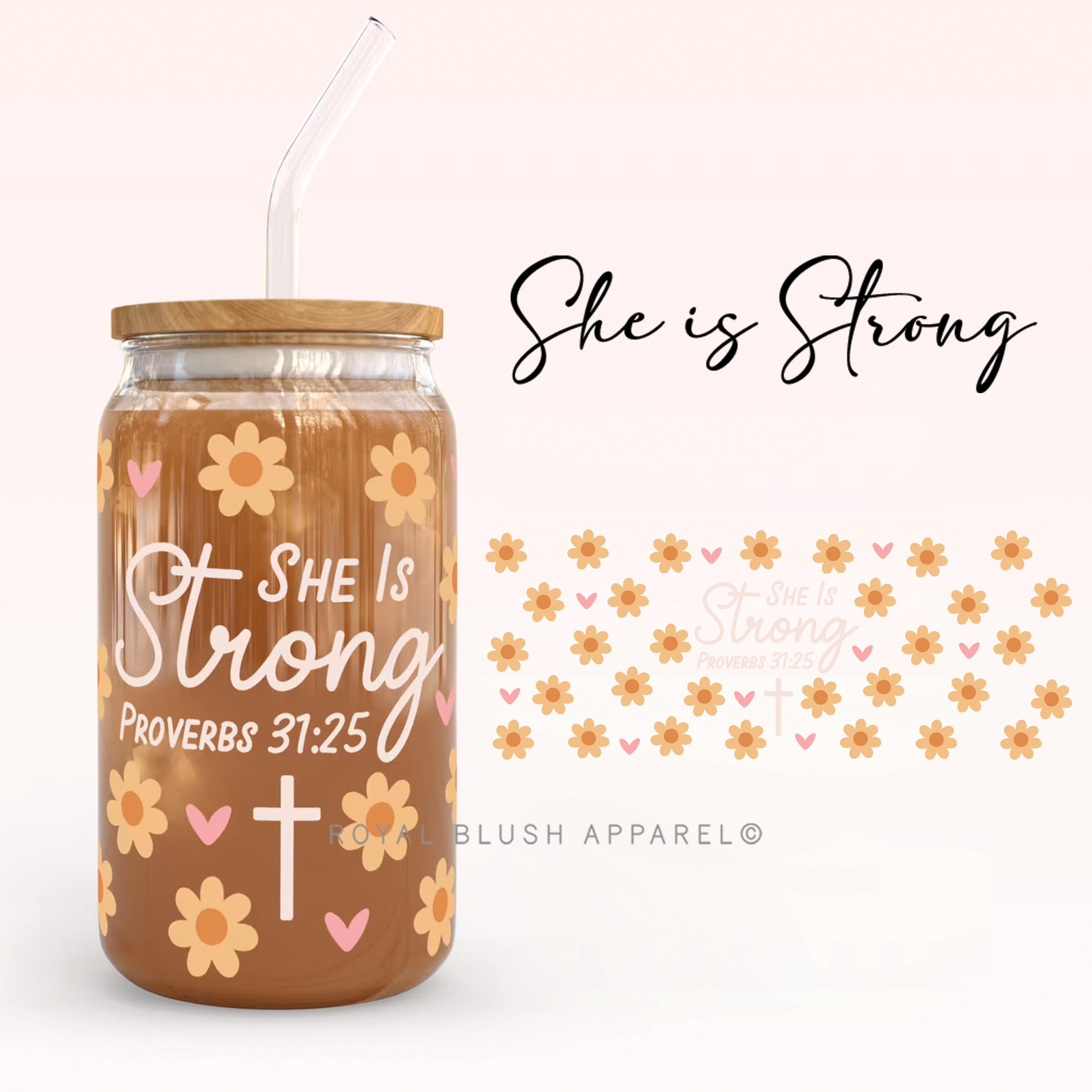 Flowers She Is Strong Wrap UV DTF Sticker