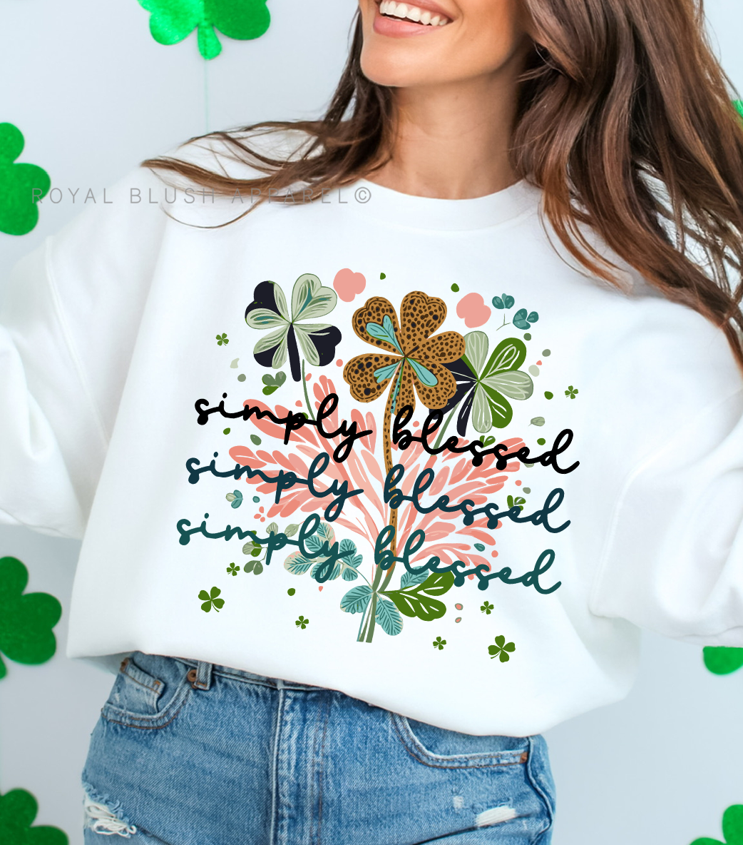 Simply Blessed Colourful Clover Full Color Transfer