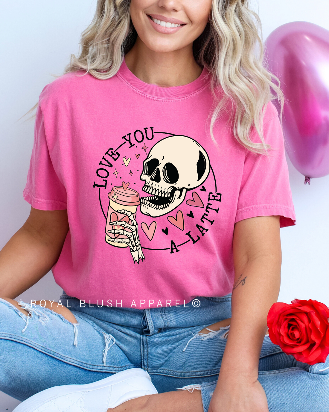 Love You A Latte Skeleton Full Color Transfer