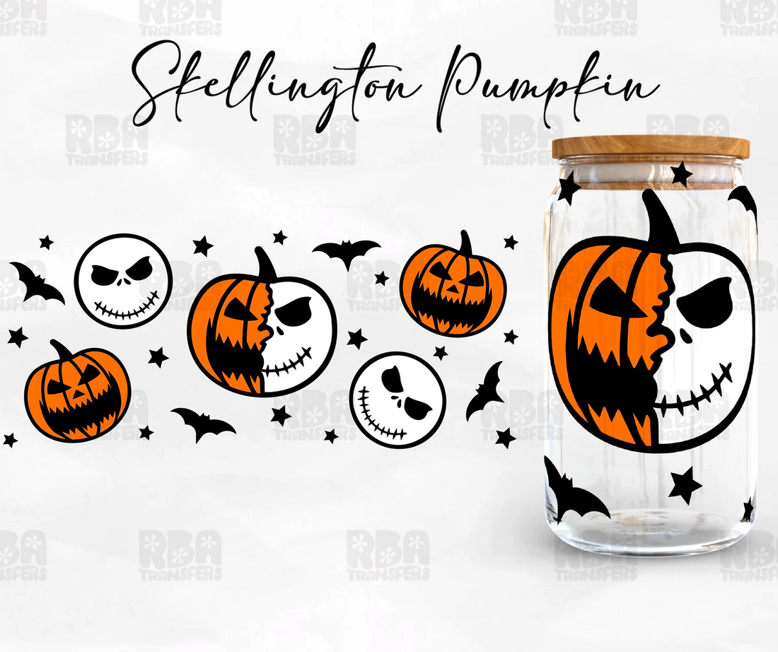 Skellington Pumpkin Wrap UV DTF Sticker