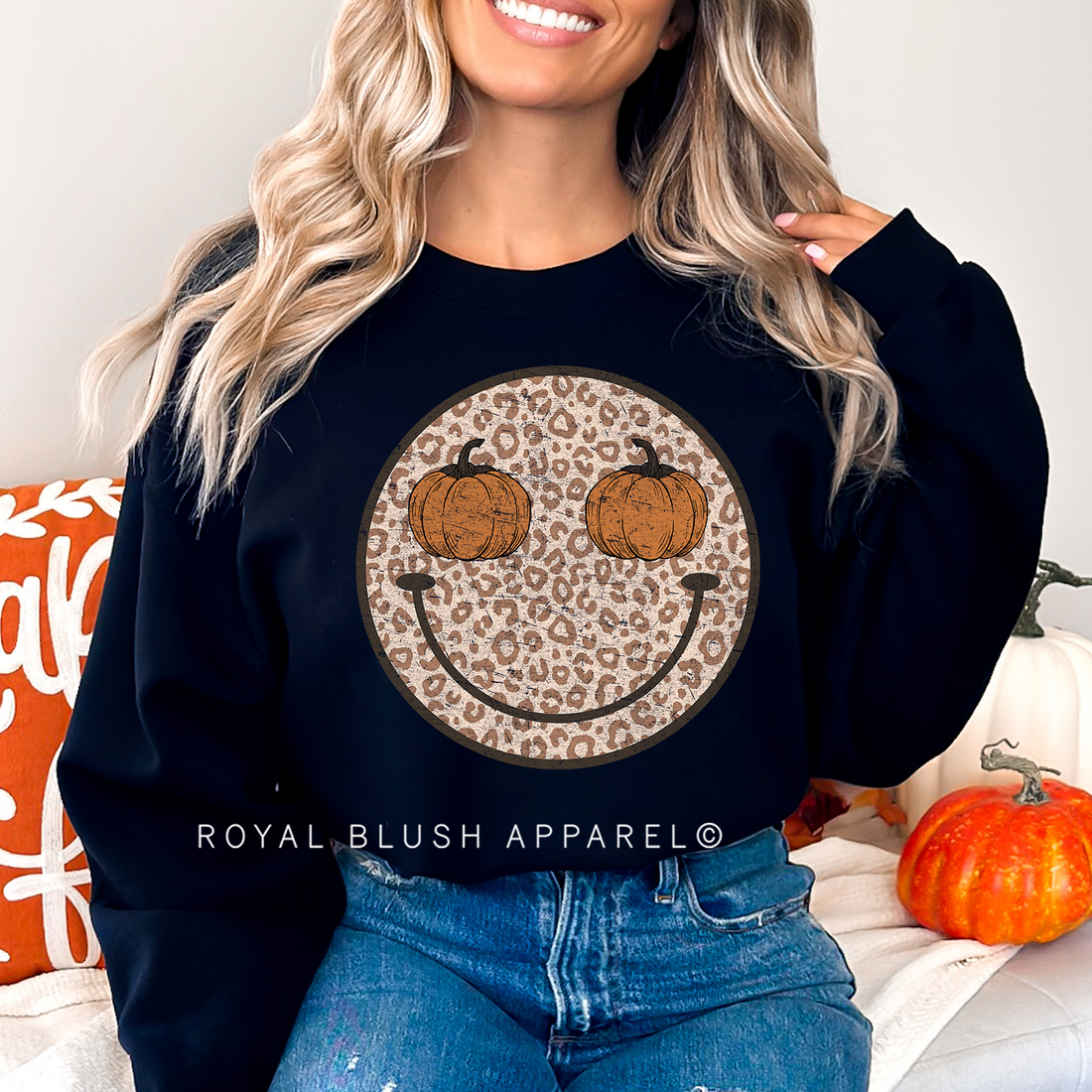 Smiley Leopard Pumpkin Full Color Transfer