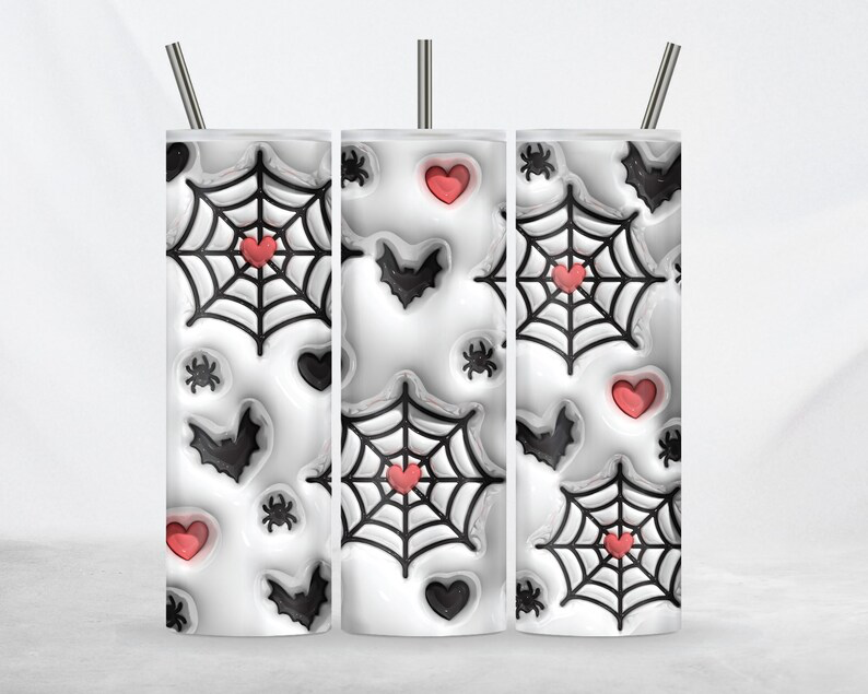 Heart Spider Web 20oz 3D Inflated Sublimation Wrap