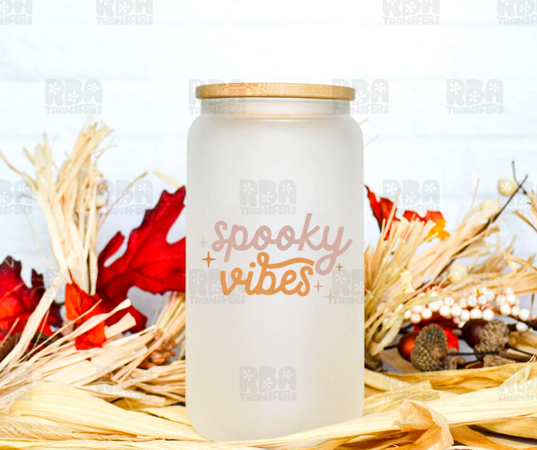 Cursive Spooky Vibes UV DTF Sticker
