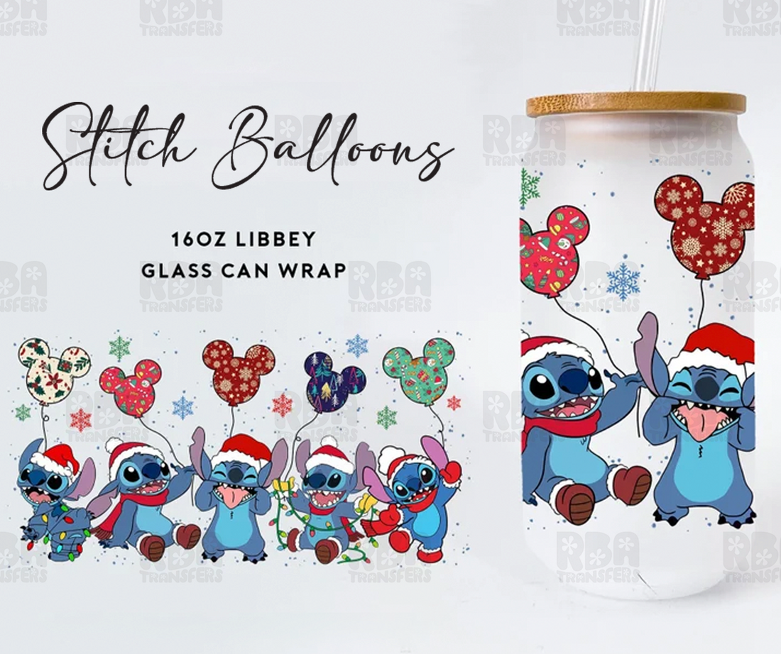 Stitch Balloons Wrap UV DTF Sticker