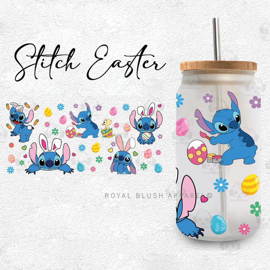 Stitch Easter Wrap UV DTF Sticker
