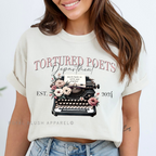 Tortured Poets Typewriter DTF Transfer ready-to-press DTF transfer shown on apparel