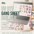 RBA Transfers UV DTF Gang Sheet Builder showing a custom UV sticker gang sheet with live preview, multiple PNG upload, auto arrange and resize tools for creating waterproof UV DTF transfers.