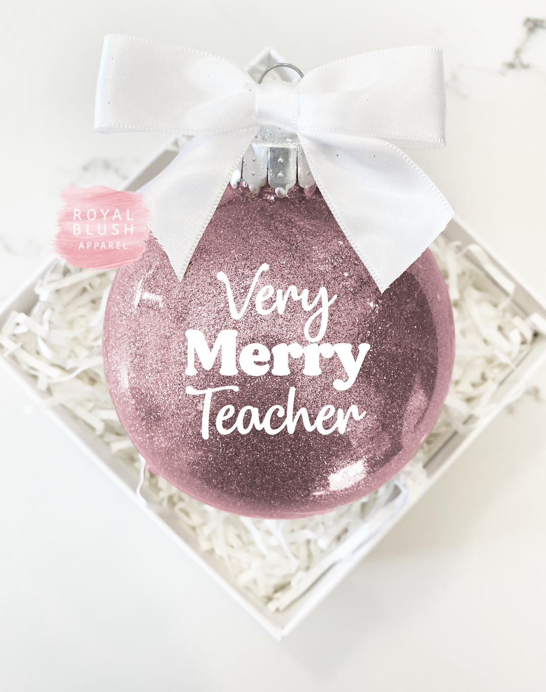 Very Merry Teacher 4&quot; Ornament UV DTF Sticker