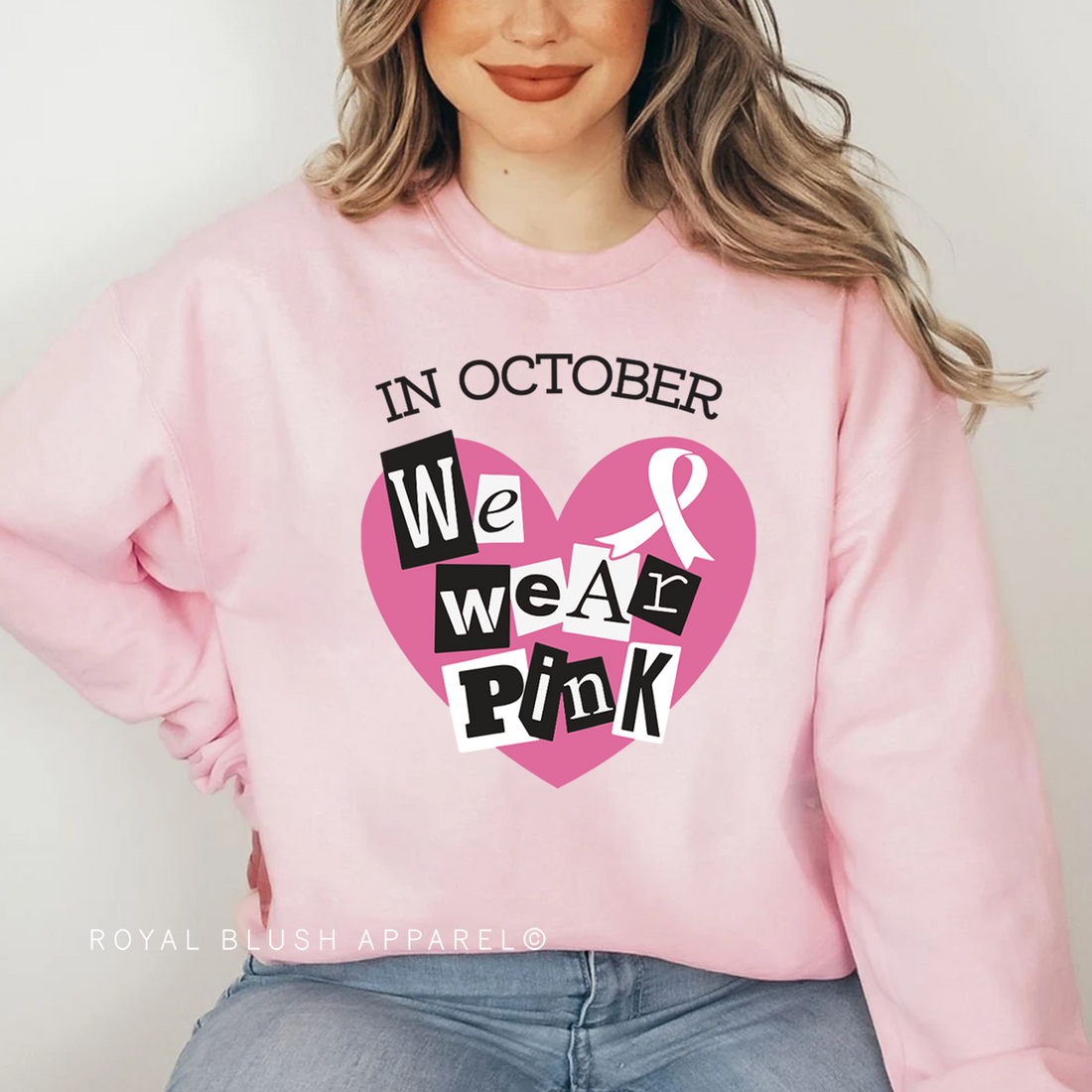 Heart In October We Wear Pink Full Color Transfer