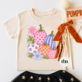 Colorful Pumpkins DTF Transfer ready-to-press DTF transfer shown on apparel