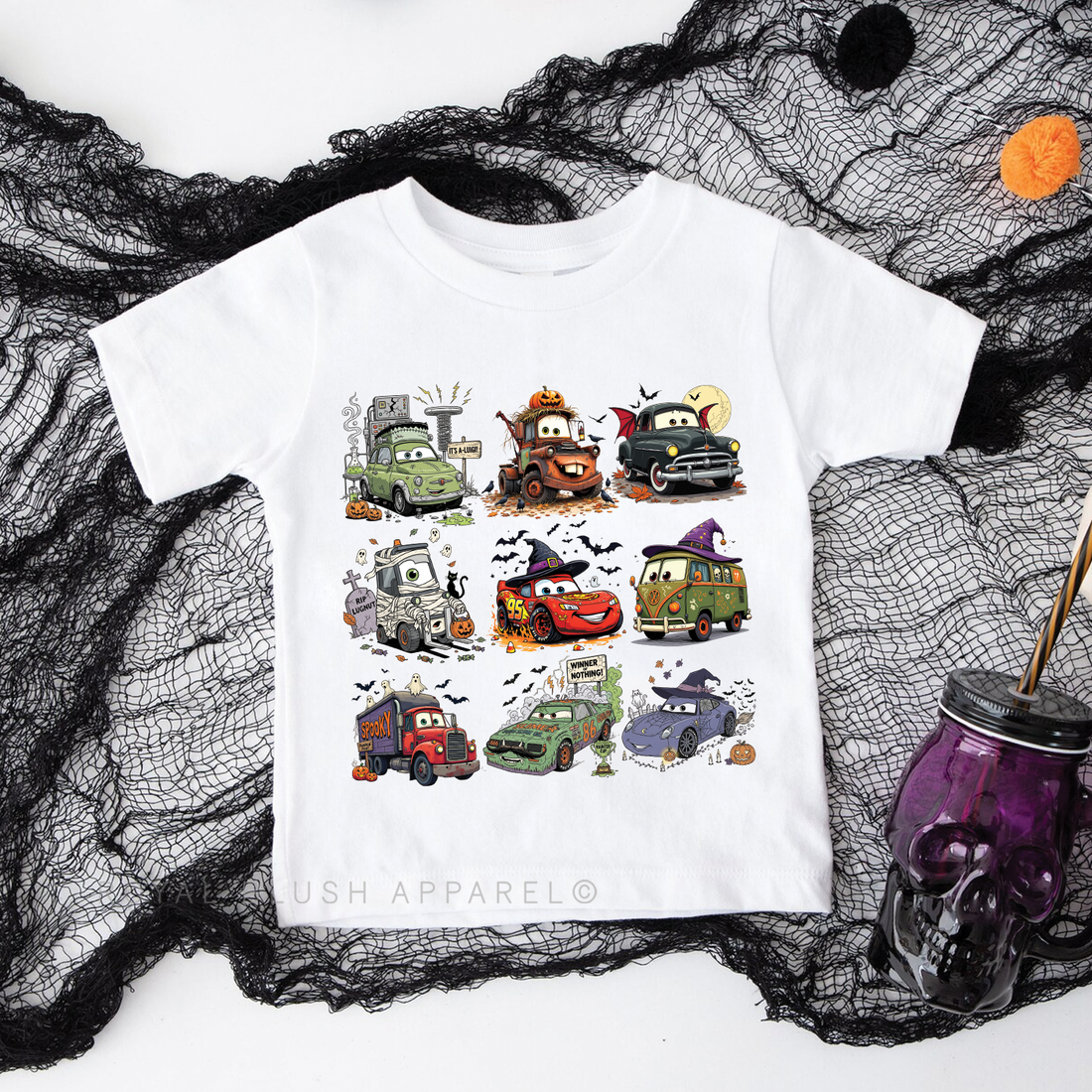 Toddler Youth Halloween Cars Full Color Transfer