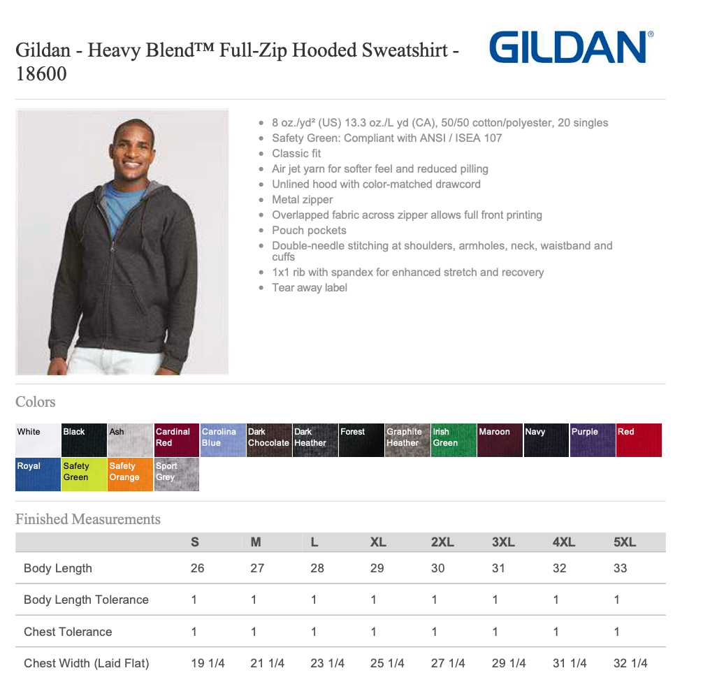Gildan 18600 Size Chart Heavy Blend Hoodie Sizing Hoodie Size