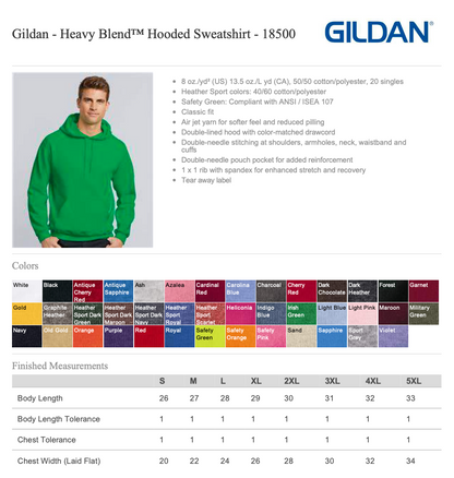 Sweat à capuche Gildan 18500 Heavy Blend™ vierge