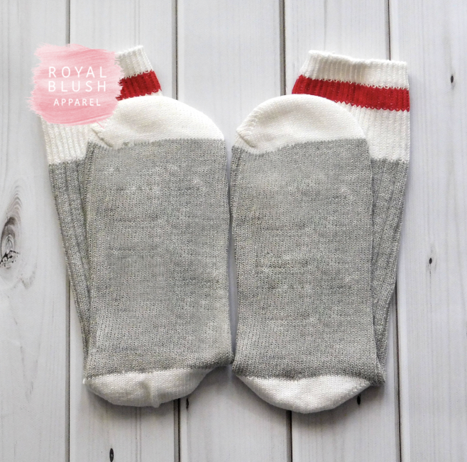 Blank Grey + Red Stripe Socks