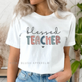 Teacher Life Globe DTF Transfer ready-to-press DTF transfer shown on apparel