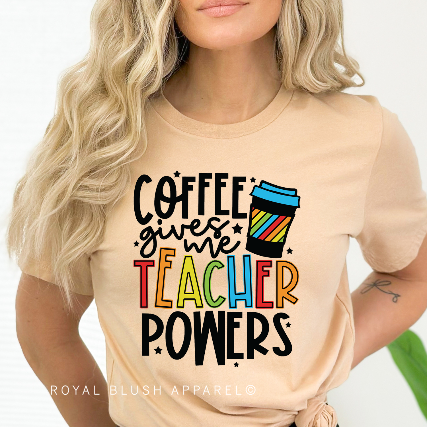 Coffee Gives Me Teacher Powers Full Color Transfer