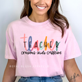 It's A Good Day To Teach Tiny Humans DTF Transfer ready-to-press DTF transfer shown on apparel