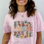 Floral Nurse DTF Transfer ready-to-press DTF transfer shown on apparel