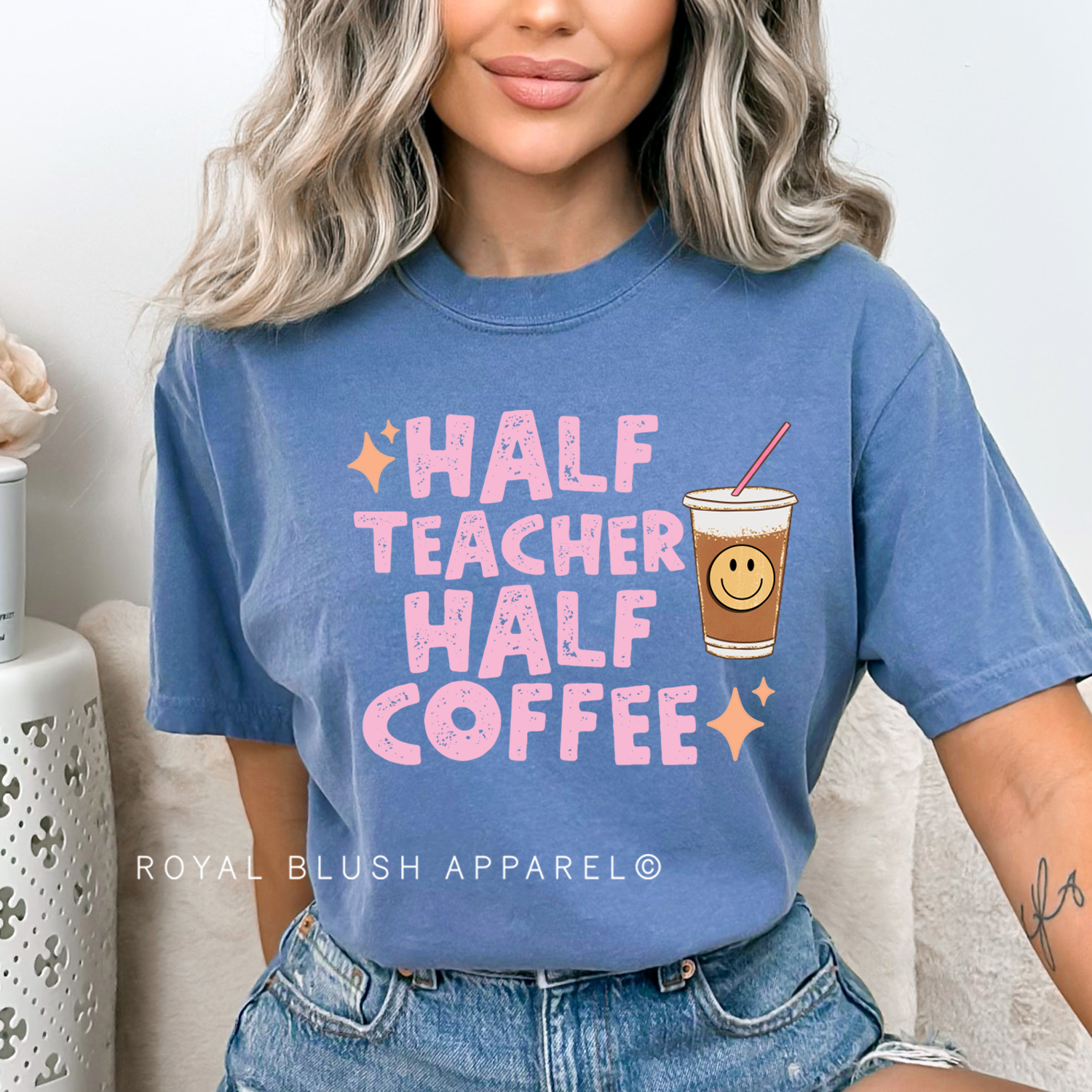 Half Teacher Half Coffee Full Color Transfer