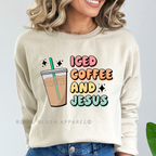 Iced Coffee And Jesus DTF Transfer ready-to-press DTF transfer shown on apparel