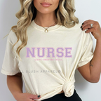 Nurse Love ‚Ä¢ Inspire ‚Ä¢ Heal DTF Transfer ready-to-press DTF transfer shown on apparel