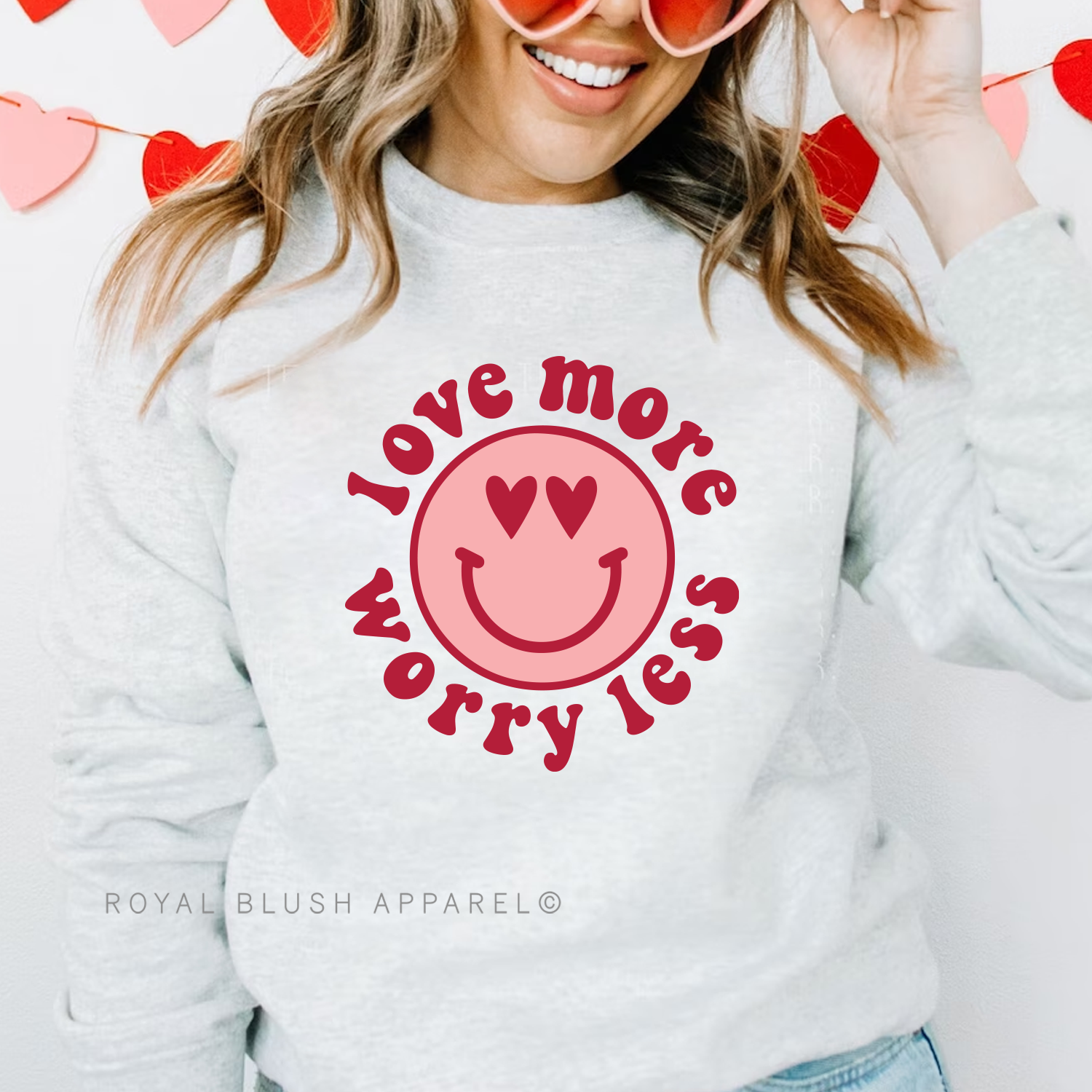 Love More Worry Less Heart Eyes Full Color Transfer