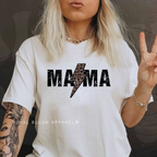 Mama Black Lightning DTF Transfer ready-to-press DTF transfer shown on apparel