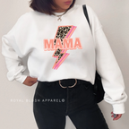 Mama Leopard Lightning DTF Transfer ready-to-press DTF transfer shown on apparel