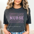 NURSE Varsity x3 DTF Transfer ready-to-press DTF transfer shown on apparel