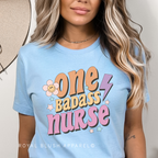 One Badass Nurse DTF Transfer ready-to-press DTF transfer shown on apparel