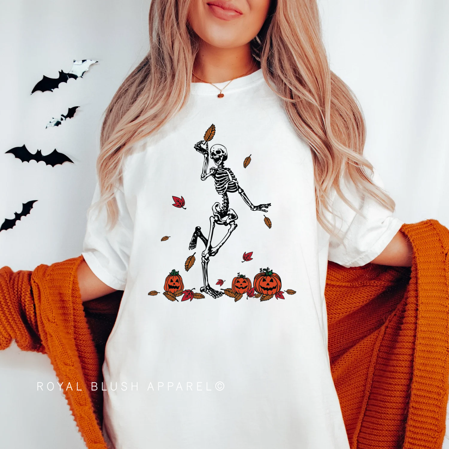 Skeleton Pumpkin Full Color Transfer