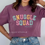 Snuggle Squad Nicu DTF Transfer ready-to-press DTF transfer shown on apparel