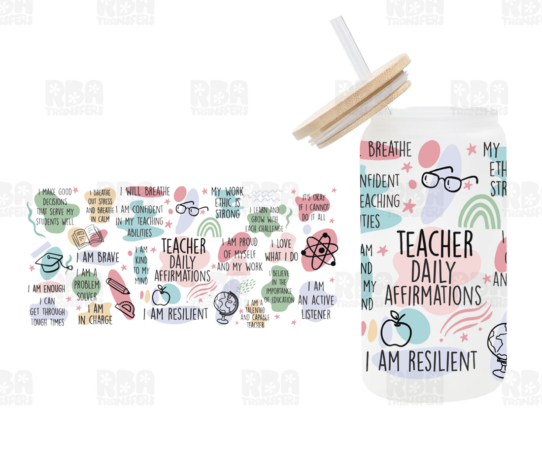 TEACHER Daily Affirmations UV DTF Sticker Wrap