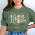 Blessed Teacher DTF Transfer ready-to-press DTF transfer shown on apparel