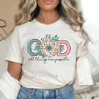 With God All Things Are Possible DTF Transfer ready-to-press DTF transfer shown on apparel